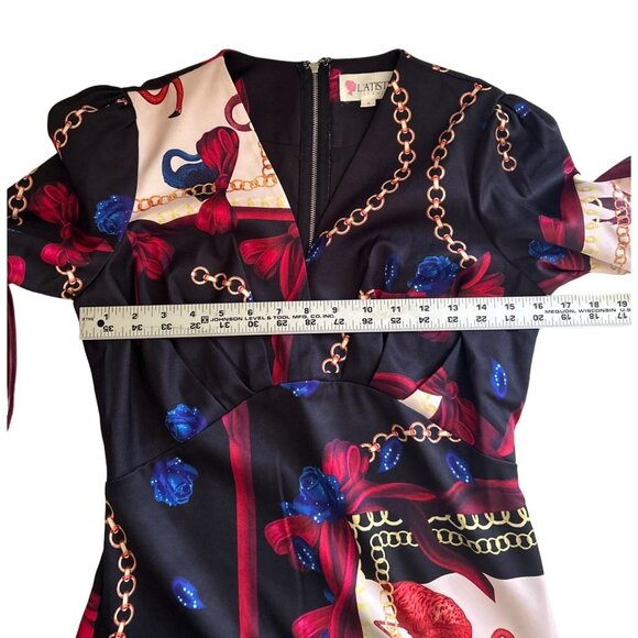 L'ATISTE By Amy Floral Baroque Print Long Sleeve Dress Size S - Picture 6 of 8